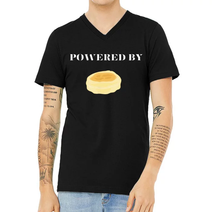 Powered By English Muffins V-Neck T-Shirt