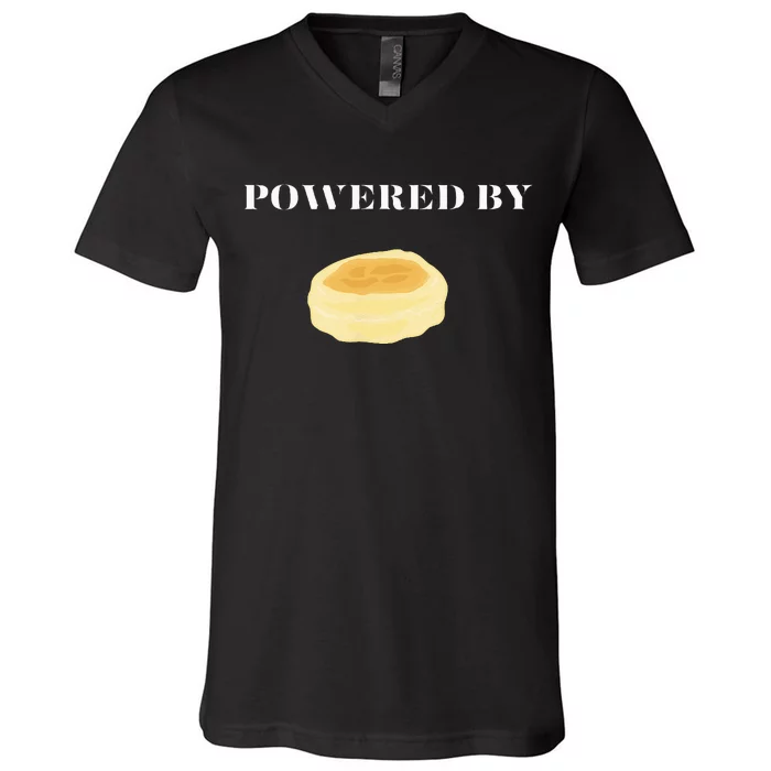 Powered By English Muffins V-Neck T-Shirt