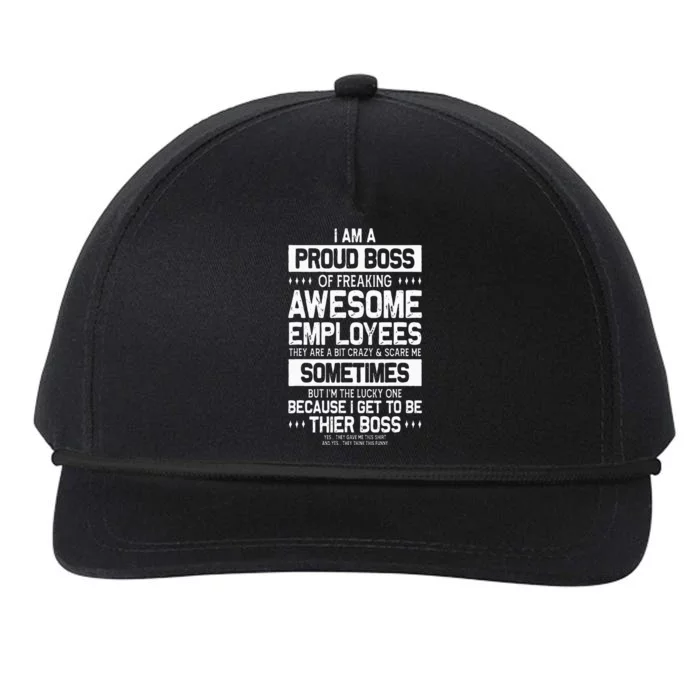 Proud Boss Employee Appreciation Office Men Funny Boss Snapback Five-Panel Rope Hat