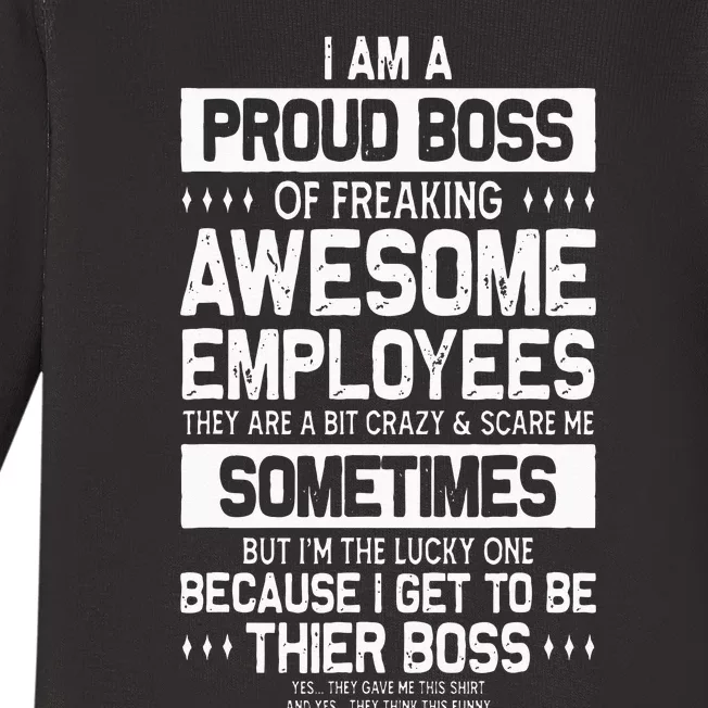 Proud Boss Employee Appreciation Office Men Funny Boss Baby Long Sleeve Bodysuit