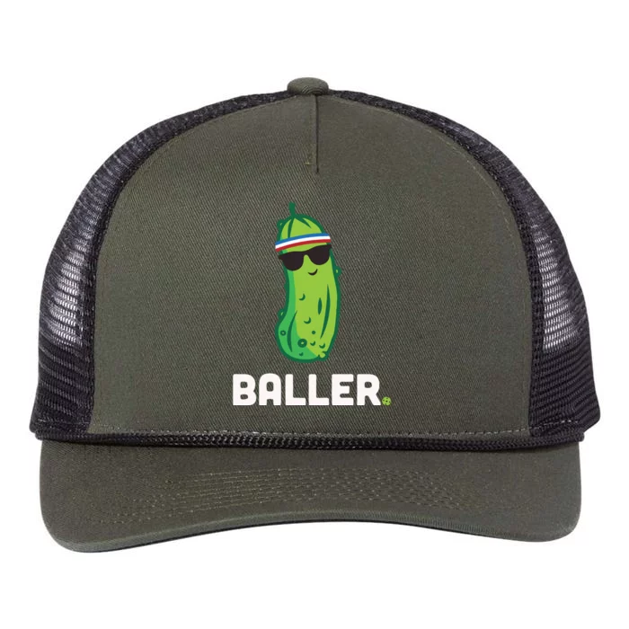 Pickle Baller Funny Pickleball Retro Rope Trucker Hat Cap