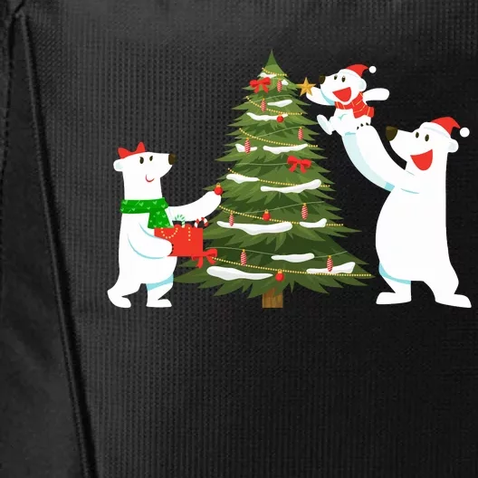 Polar Bear Family With Christmas Tree City Backpack