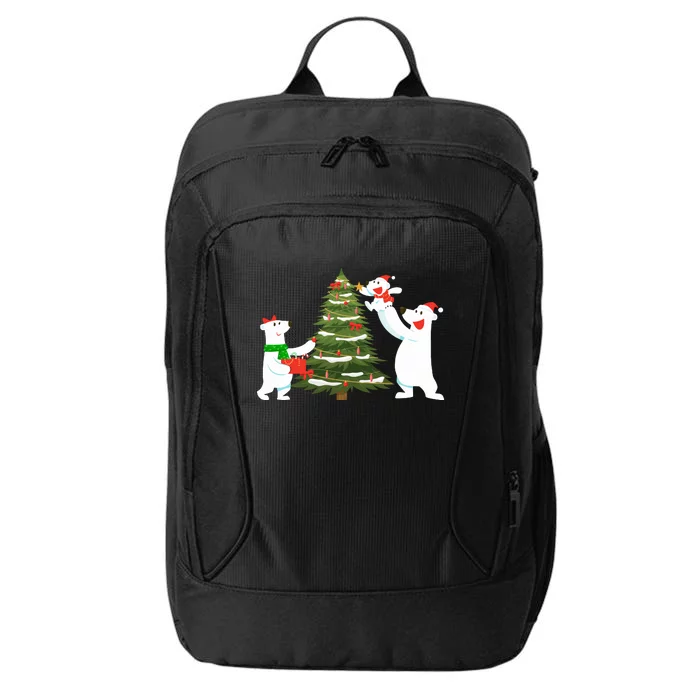 Polar Bear Family With Christmas Tree City Backpack