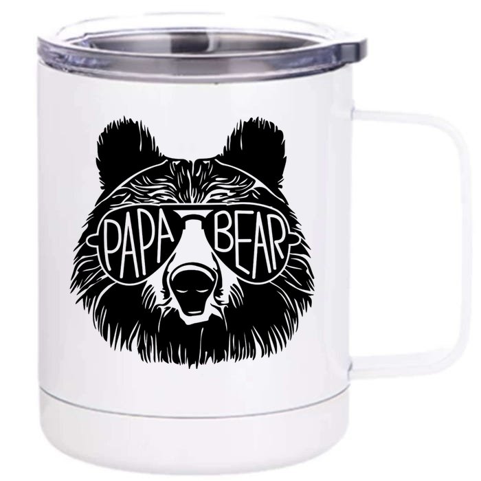 Papa Bear Face Sunglasses Papa Bear Lover FatherS Day Front & Back 12oz Stainless Steel Tumbler Cup