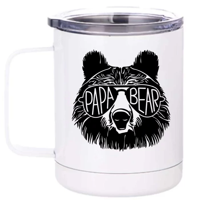 Papa Bear Face Sunglasses Papa Bear Lover FatherS Day Front & Back 12oz Stainless Steel Tumbler Cup