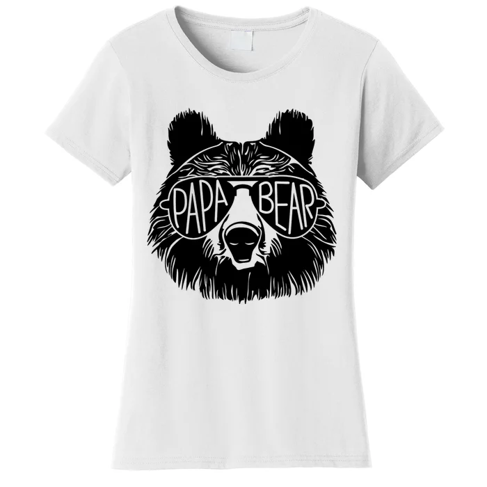 Papa Bear Face Sunglasses Papa Bear Lover FatherS Day Women's T-Shirt