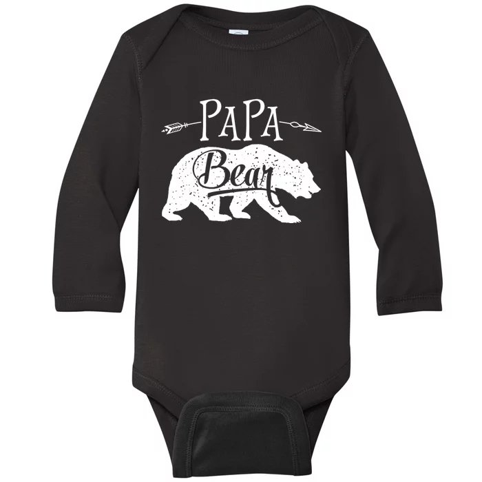 Papa Bear Fathers Day Family Matching Couple Baby Long Sleeve Bodysuit