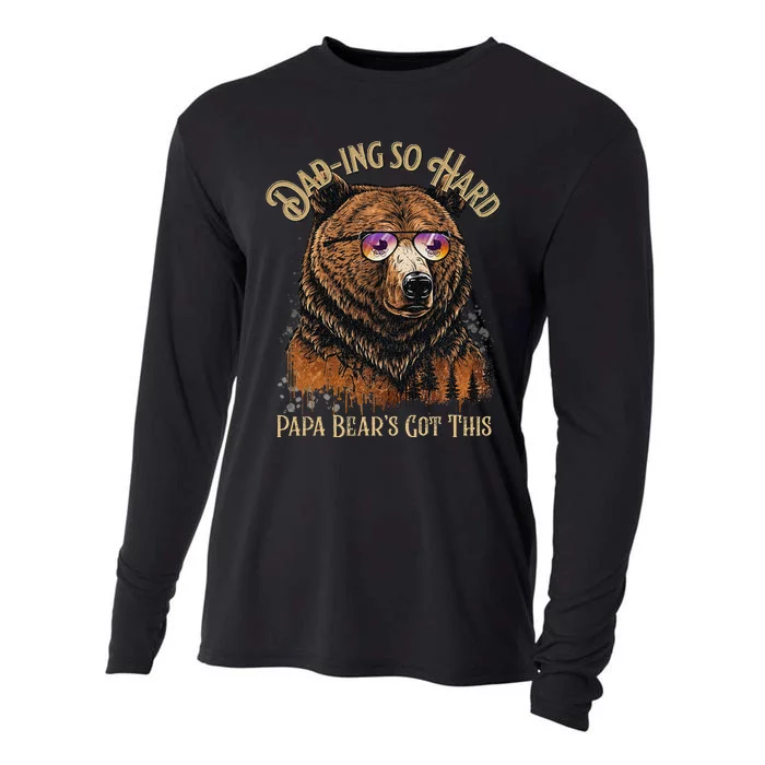 Papa Bear Funny Fathers Day Gift Cooling Performance Long Sleeve Crew