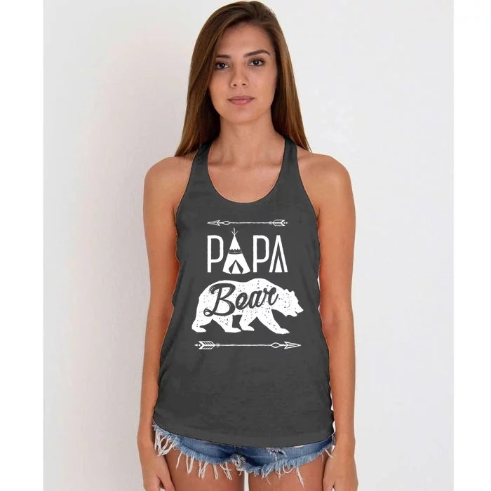 Papa Bear Fathers Day Family Matching Couple Women's Knotted Racerback Tank