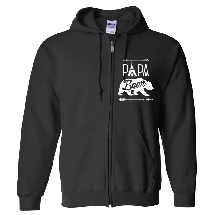 Papa Bear Fathers Day Family Matching Couple Full Zip Hoodie