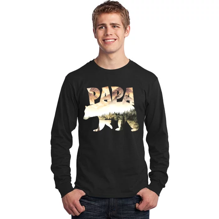 Papa Bear Forest Lake Mountain Scene Outdoors FatherS Day Tall Long Sleeve T-Shirt