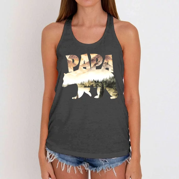 Papa Bear Forest Lake Mountain Scene Outdoors FatherS Day Women's Knotted Racerback Tank