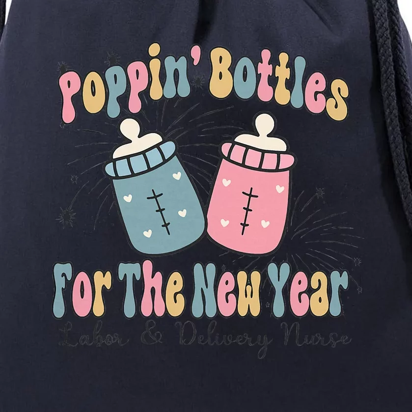 Poppin' Bottles For The New Year 2024 Labor and Delivery Drawstring Bag