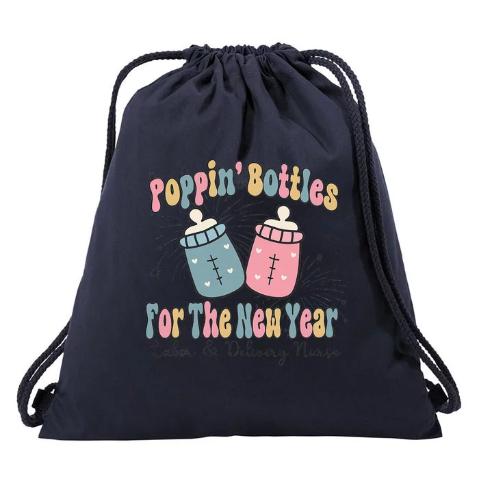 Poppin' Bottles For The New Year 2024 Labor and Delivery Drawstring Bag