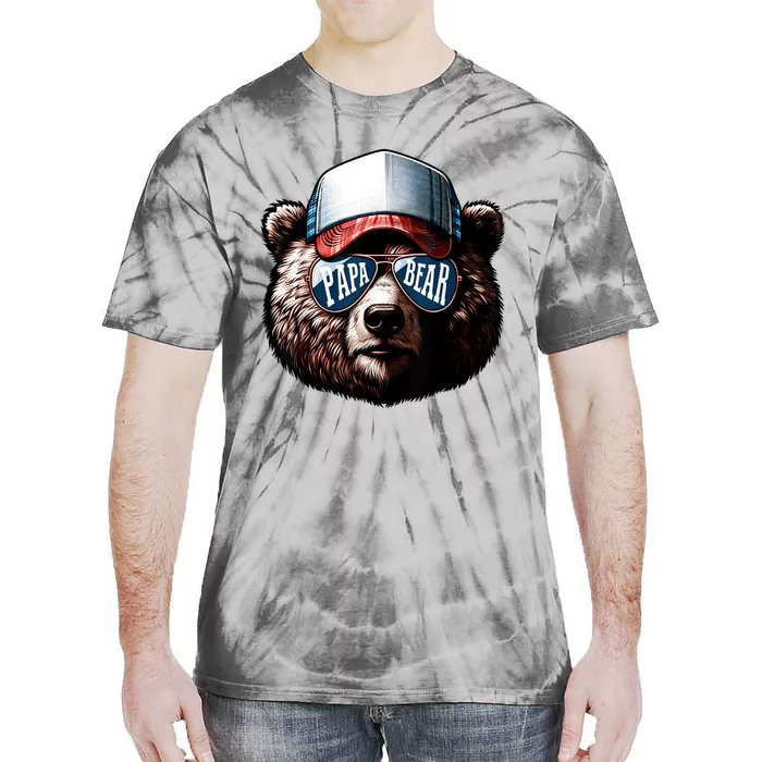 Papa Bear Face Fathers Day Daddy Bear Tie-Dye T-Shirt