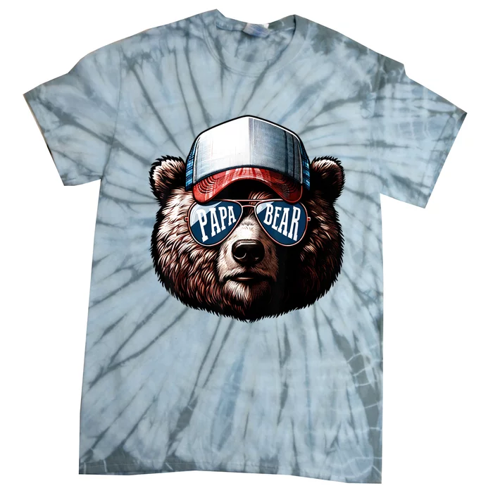 Papa Bear Face Fathers Day Daddy Bear Tie-Dye T-Shirt