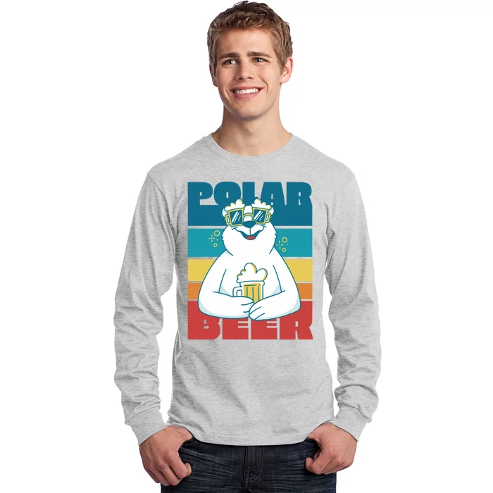 Polar Bear Funny Beer Lover Retro Sunset Long Sleeve Shirt