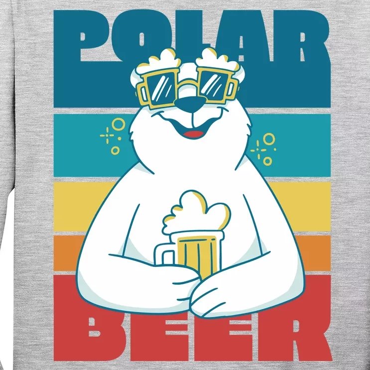 Polar Bear Funny Beer Lover Retro Sunset Long Sleeve Shirt