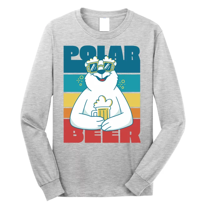 Polar Bear Funny Beer Lover Retro Sunset Long Sleeve Shirt