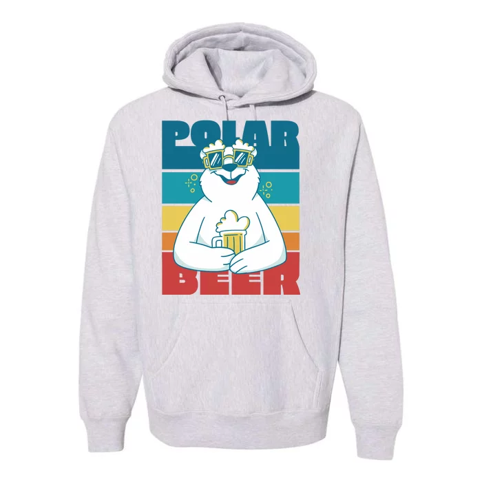 Polar Bear Funny Beer Lover Retro Sunset Premium Hoodie