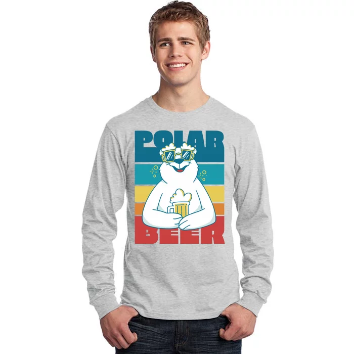 Polar Bear Funny Beer Lover Retro Sunset Tall Long Sleeve T-Shirt