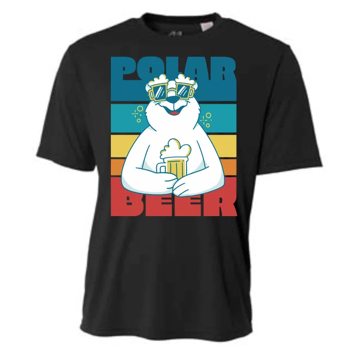 Polar Bear Funny Beer Lover Retro Sunset Cooling Performance Crew T-Shirt