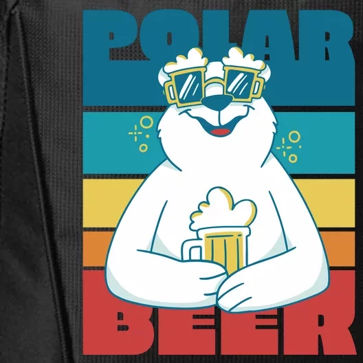 Polar Bear Funny Beer Lover Retro Sunset City Backpack