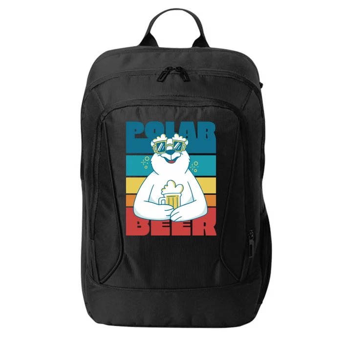 Polar Bear Funny Beer Lover Retro Sunset City Backpack