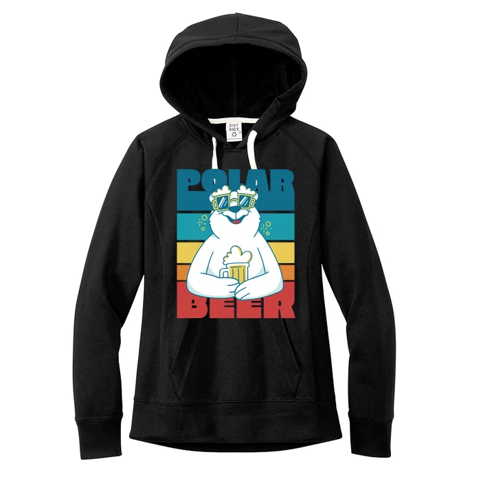 Polar Bear Funny Beer Lover Retro Sunset Women's Fleece Hoodie