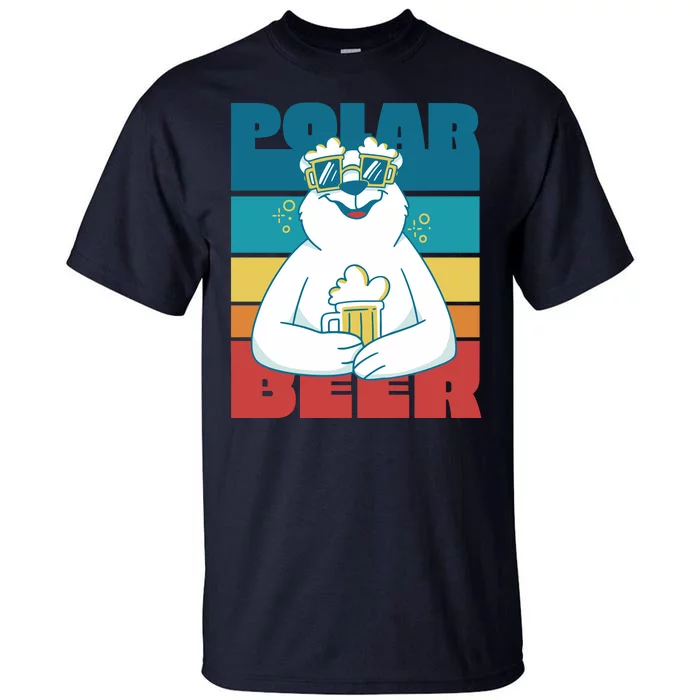 Polar Bear Funny Beer Lover Retro Sunset Tall T-Shirt