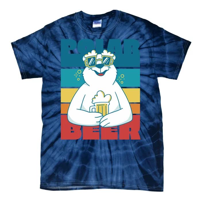 Polar Bear Funny Beer Lover Retro Sunset Tie-Dye T-Shirt