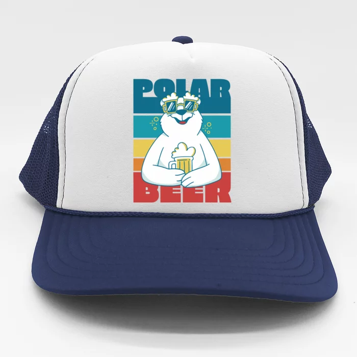 Polar Bear Funny Beer Lover Retro Sunset Trucker Hat