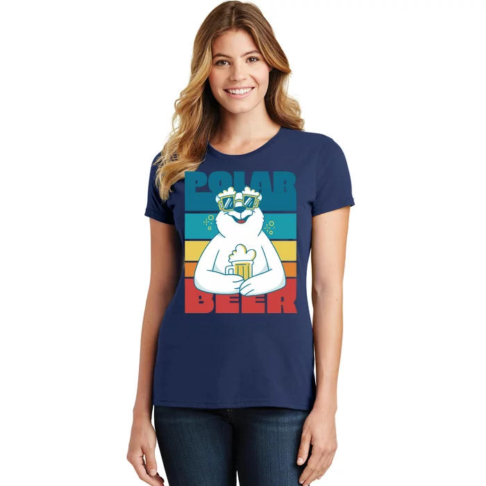 Polar Bear Funny Beer Lover Retro Sunset Women's T-Shirt