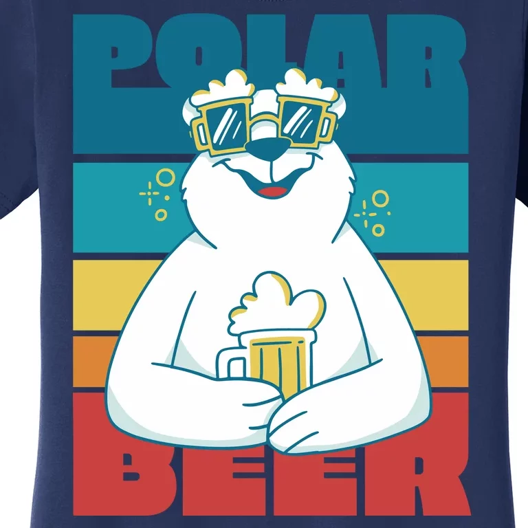 Polar Bear Funny Beer Lover Retro Sunset Women's T-Shirt