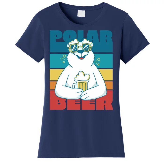 Polar Bear Funny Beer Lover Retro Sunset Women's T-Shirt