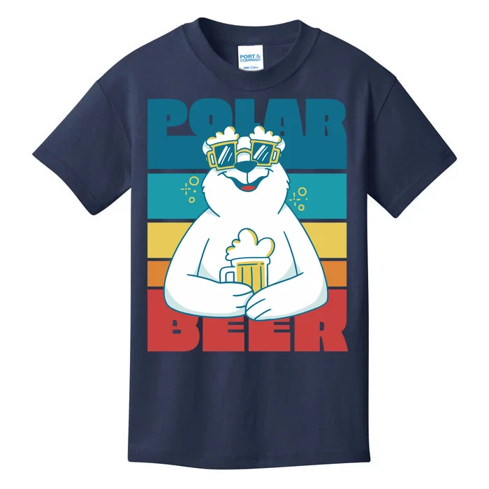 Polar Bear Funny Beer Lover Retro Sunset Kids T-Shirt