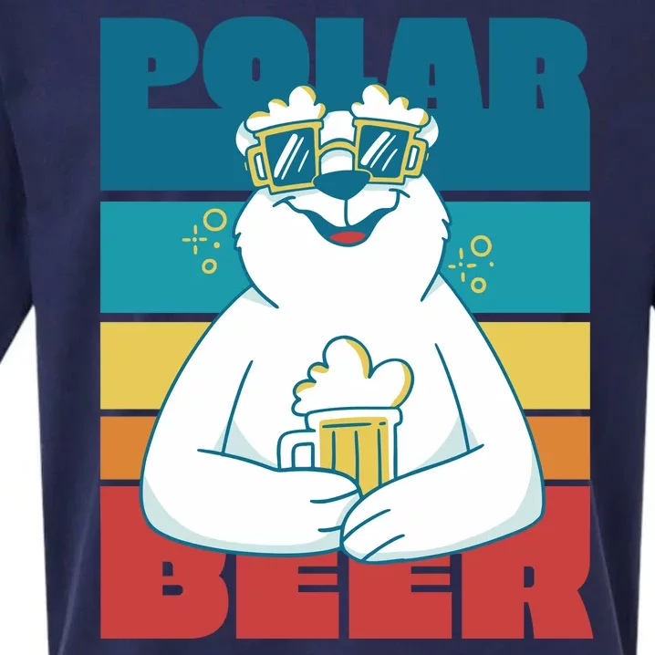 Polar Bear Funny Beer Lover Retro Sunset Sueded Cloud Jersey T-Shirt