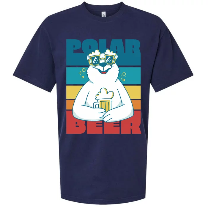 Polar Bear Funny Beer Lover Retro Sunset Sueded Cloud Jersey T-Shirt