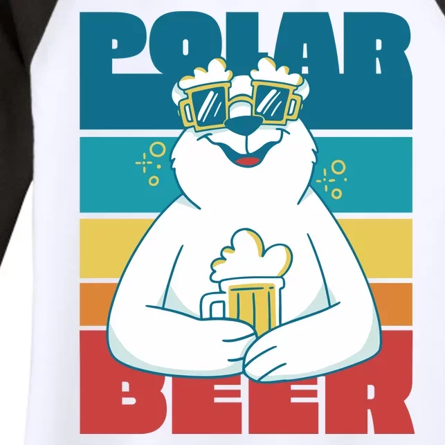 Polar Bear Funny Beer Lover Retro Sunset Women's Tri-Blend 3/4-Sleeve Raglan Shirt