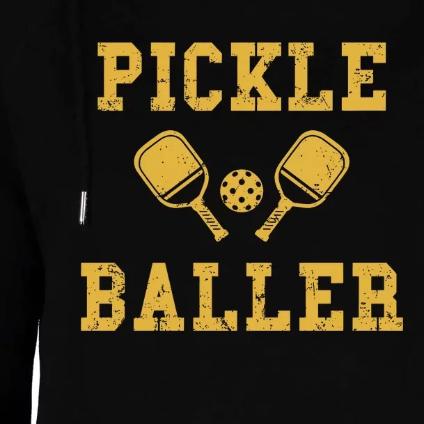 Pickle Baller Funny Sport Lover Womens Funnel Neck Pullover Hood