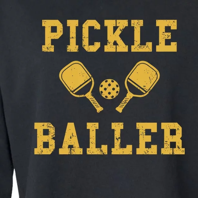 Pickle Baller Funny Sport Lover Cropped Pullover Crew