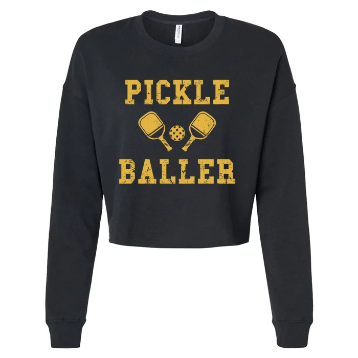 Pickle Baller Funny Sport Lover Cropped Pullover Crew