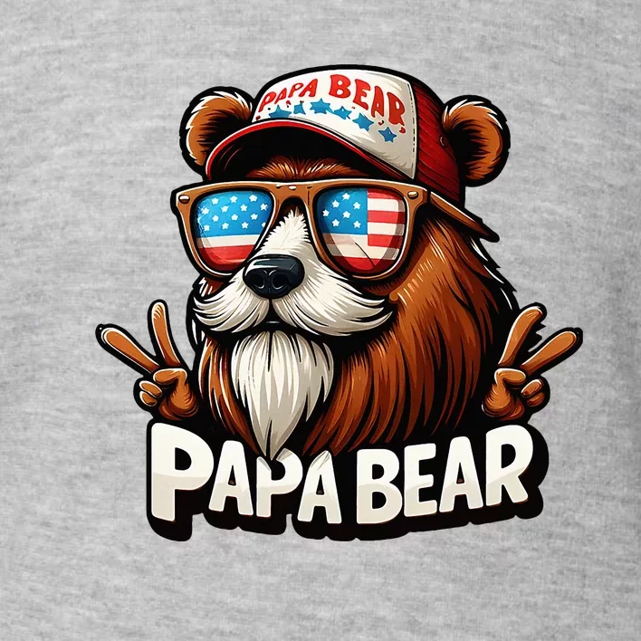 Papa Bear Fathers Day Gift Us American Flag Toddler Sweatshirt