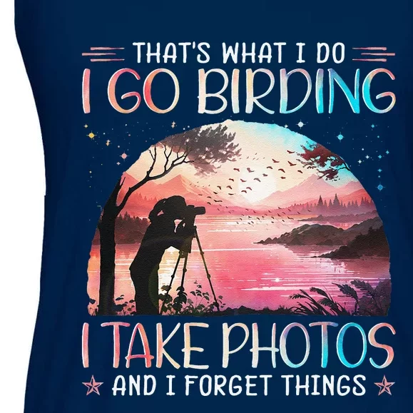 Photographing Birdwatching Forget Things Ladies Essential Flowy Tank