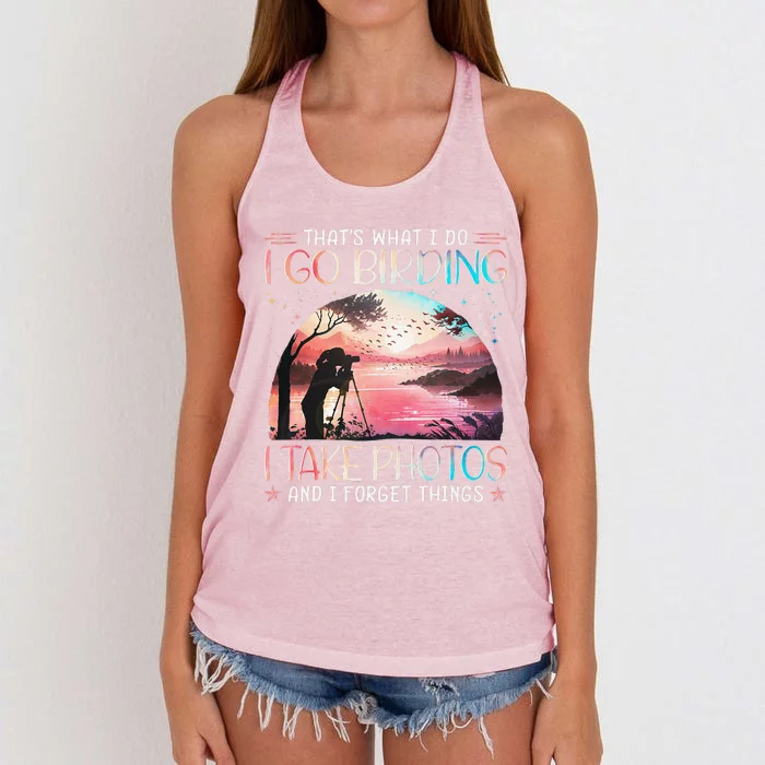 Photographing Birdwatching Forget Things Women's Knotted Racerback Tank