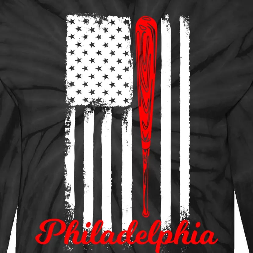 Philadelphia Baseball Flag Hoodie For Philly Baseball Fans Tie-Dye Long Sleeve Shirt