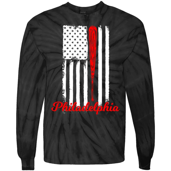 Philadelphia Baseball Flag Hoodie For Philly Baseball Fans Tie-Dye Long Sleeve Shirt