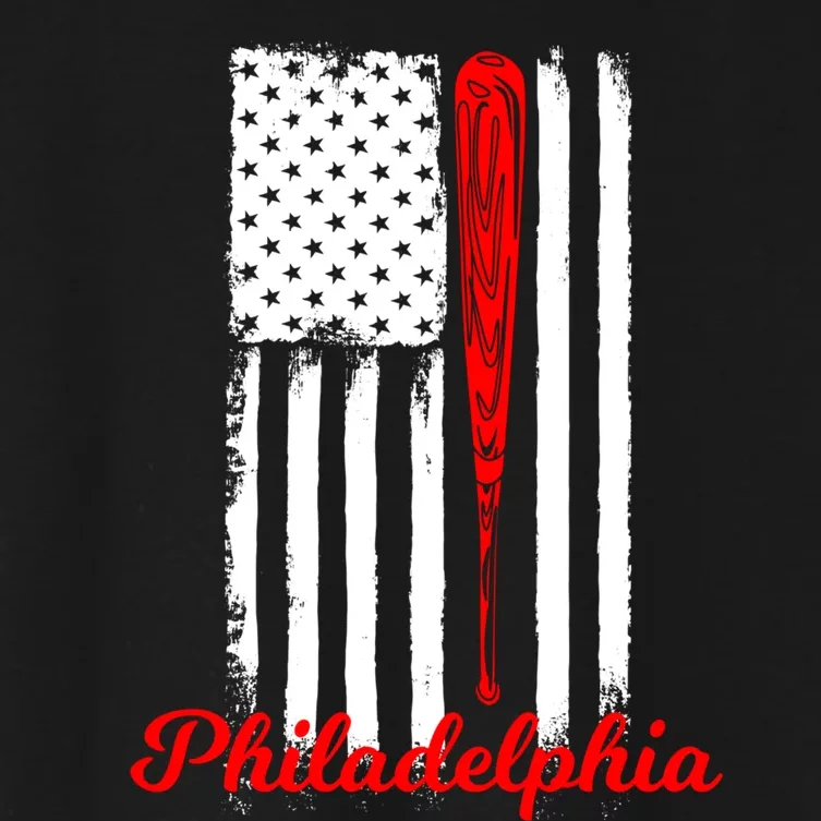 Philadelphia Baseball Flag Hoodie For Philly Baseball Fans Women's Crop Top Tee