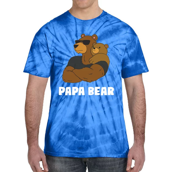 Papa Bear Father Daughter Son Papa Bear Gift Tie-Dye T-Shirt