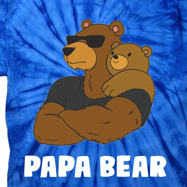 Papa Bear Father Daughter Son Papa Bear Gift Tie-Dye T-Shirt